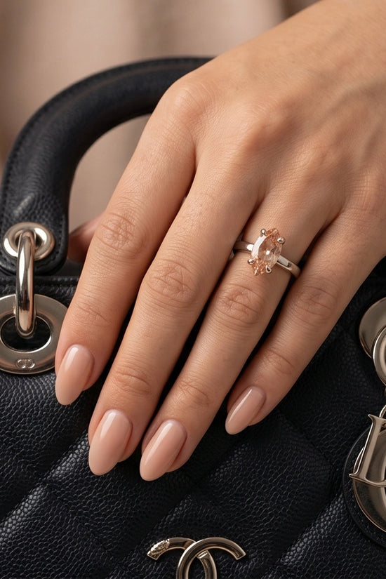 Sterling Silver Champagne Marquise Cut Solitaire Ring