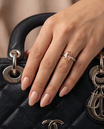 Sterling Silver Champagne Marquise Cut Solitaire Ring