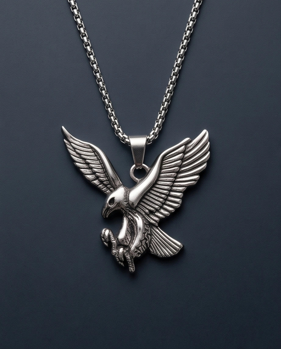Silver Soaring Eagle Pendant Necklace