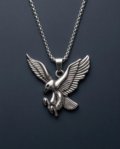 Silver Soaring Eagle Pendant Necklace