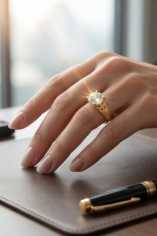 Golden Empress Moissanite Filigree Ring