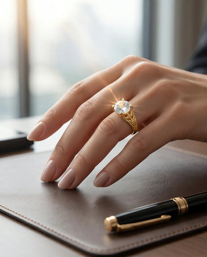 Golden Empress Moissanite Filigree Ring