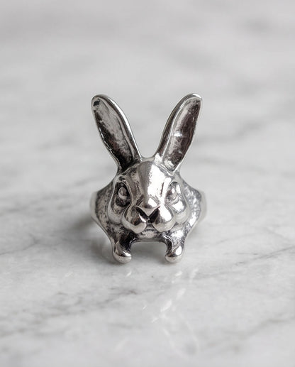 Silver Sculpted Bunny Rabbit Ring