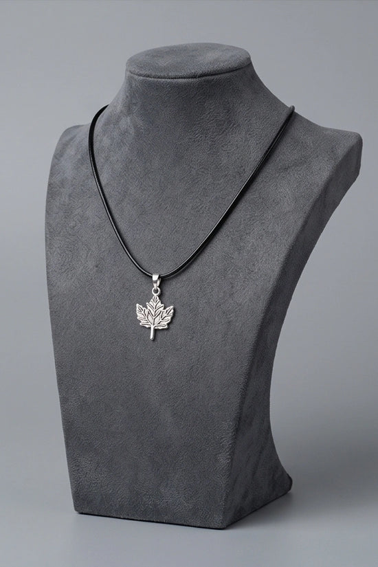 The Autumn Whisper: Matte Silver Maple Leaf Pendant Necklace