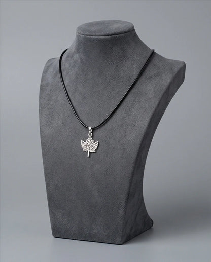 The Autumn Whisper: Matte Silver Maple Leaf Pendant Necklace
