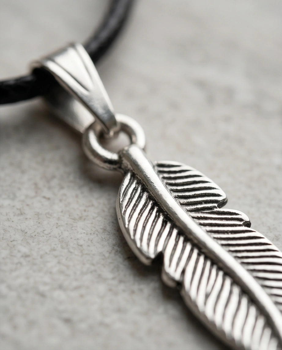Silver Minimalist Plume Feather Necklace