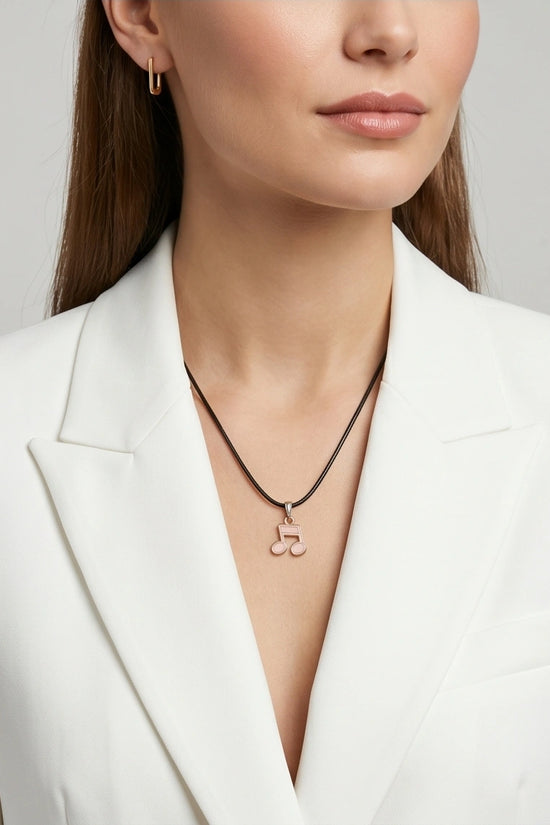 Rose Gold Pink Sixteenth Note Necklace