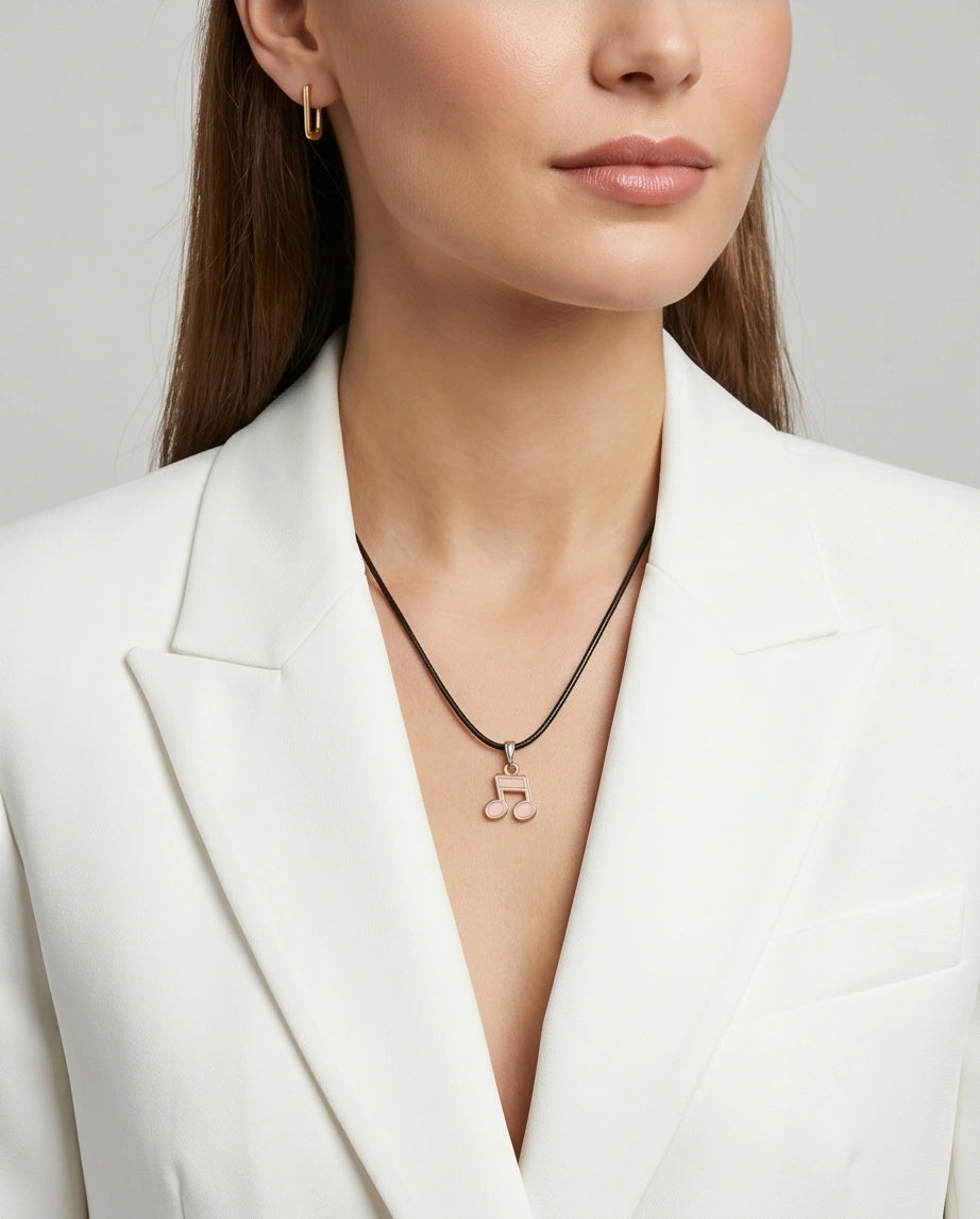 Rose Gold Pink Sixteenth Note Necklace