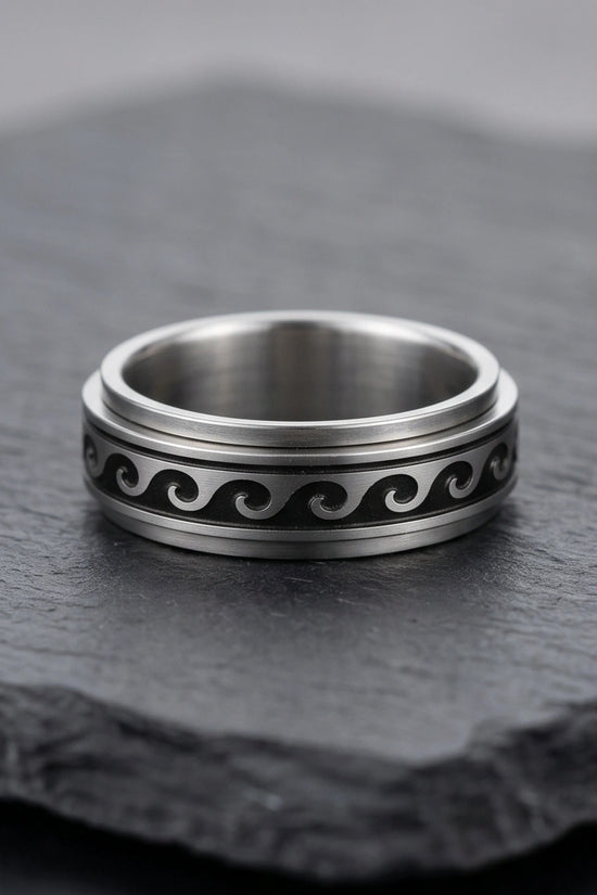 Minimalist Ocean Wave Engraved Band Ring