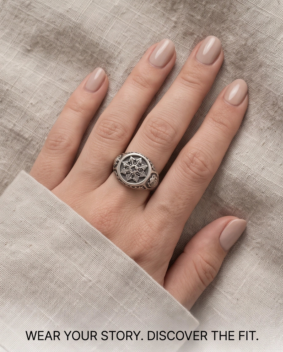 Astral Compass Heraldic Signet Ring