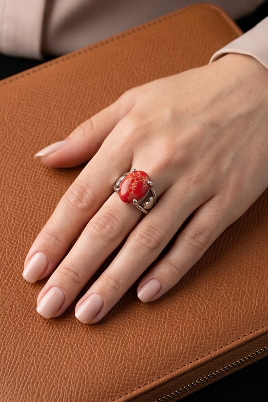 Crimson Heart Imperial Jasper Ring