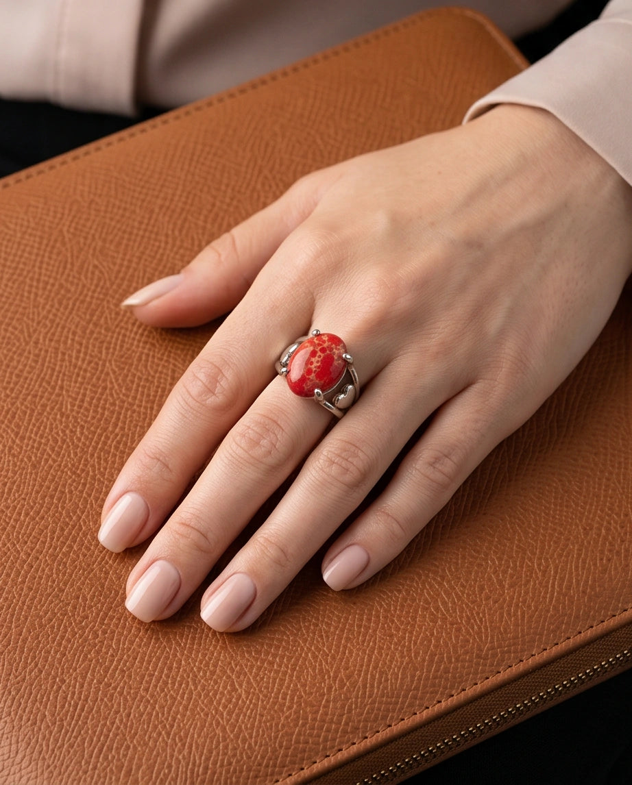 Crimson Heart Imperial Jasper Ring
