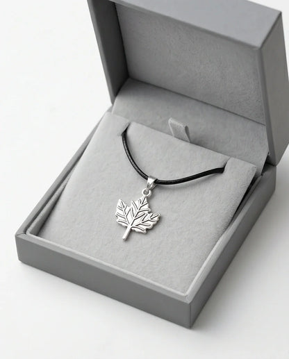 The Autumn Whisper: Matte Silver Maple Leaf Pendant Necklace