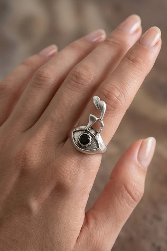 Gothic Evil Eye Abstract Figural Ring