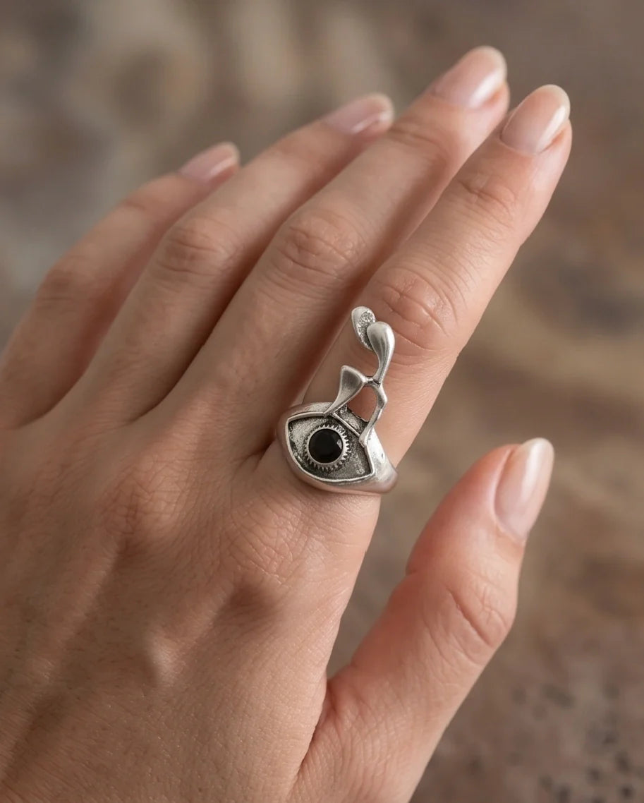 Gothic Evil Eye Abstract Figural Ring
