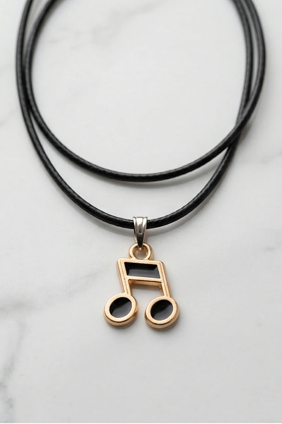 Gold and Black Beamed Eighth Notes Necklace
