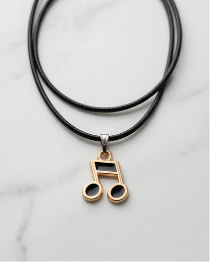 Gold and Black Beamed Eighth Notes Necklace