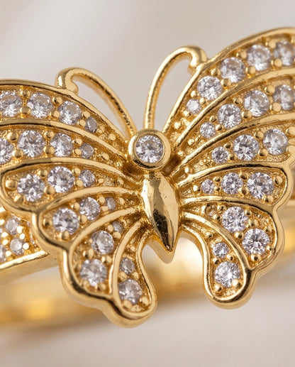 Pavé Monarch Butterfly Gold Ring