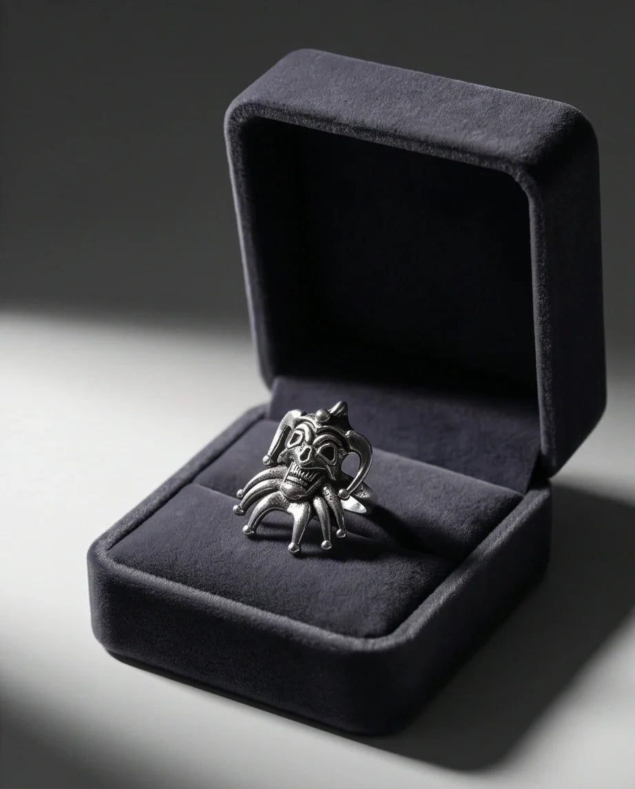 Gothic Sterling Silver Evil Jester Skull Ring