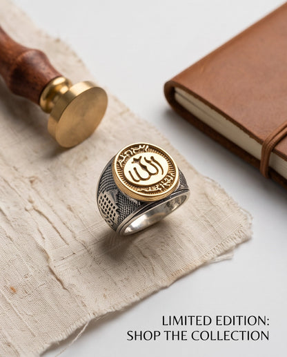 Calligraphic Seal Two-Tone Signet Ring