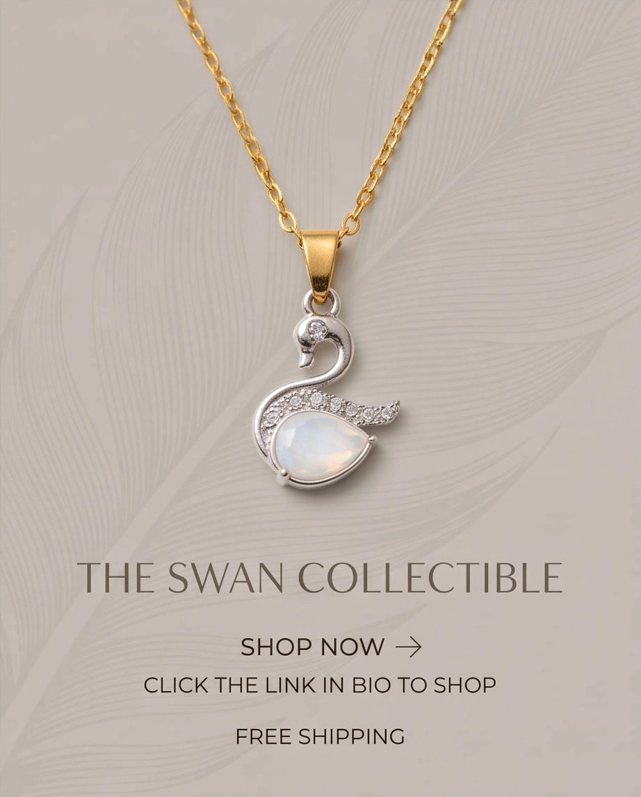 Silver Mother of Pearl Swan Pendant Necklace