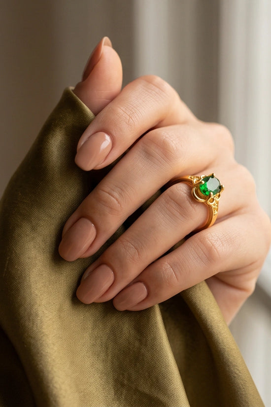 Golden Verdant Emerald Filigree Ring