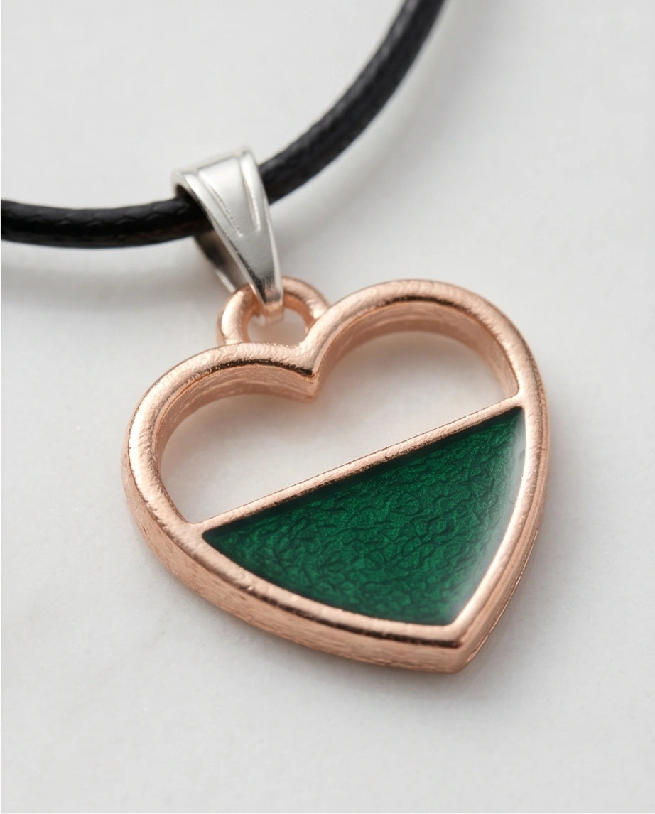 Gold and Green Geometric Heart Necklace
