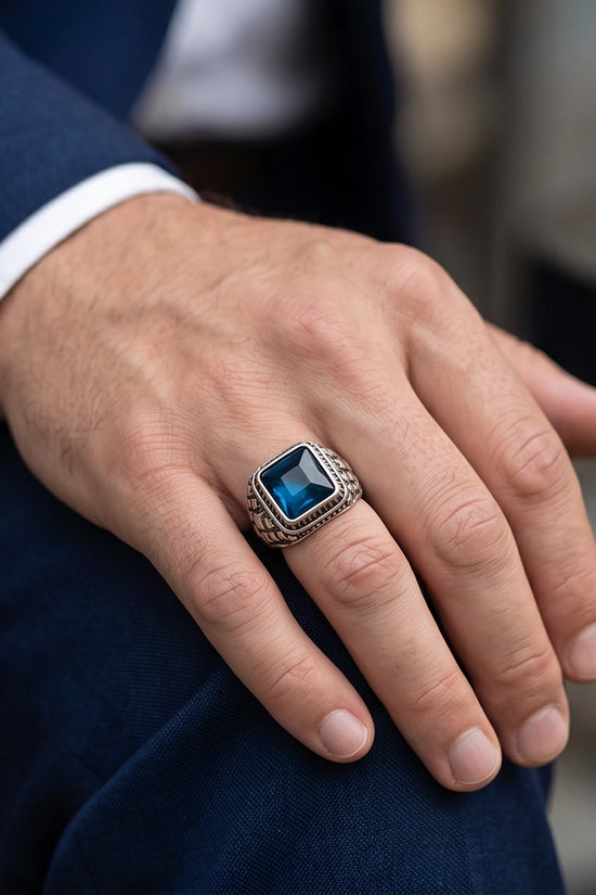 Midnight Cerulean Silver Signet Ring