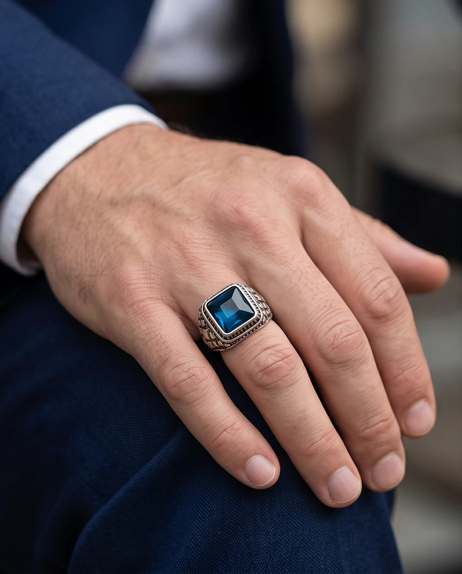 Midnight Cerulean Silver Signet Ring