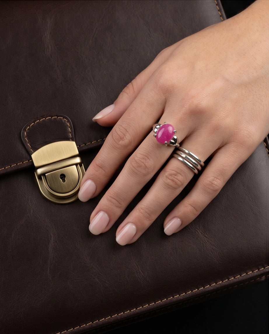 Magenta Majesty Sculpted Statement Ring
