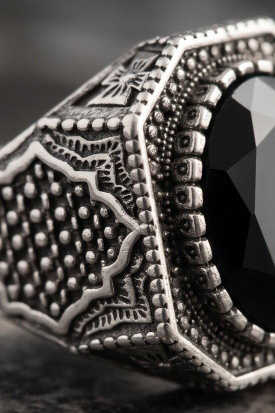 Vintage Ottoman Black Onyx Statement Ring