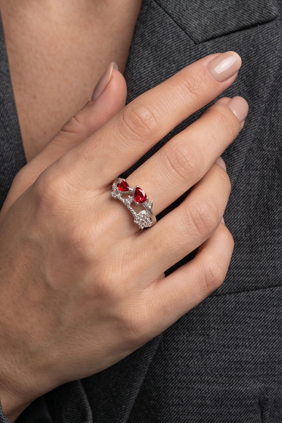Crimson Dual Pear Vine Ring