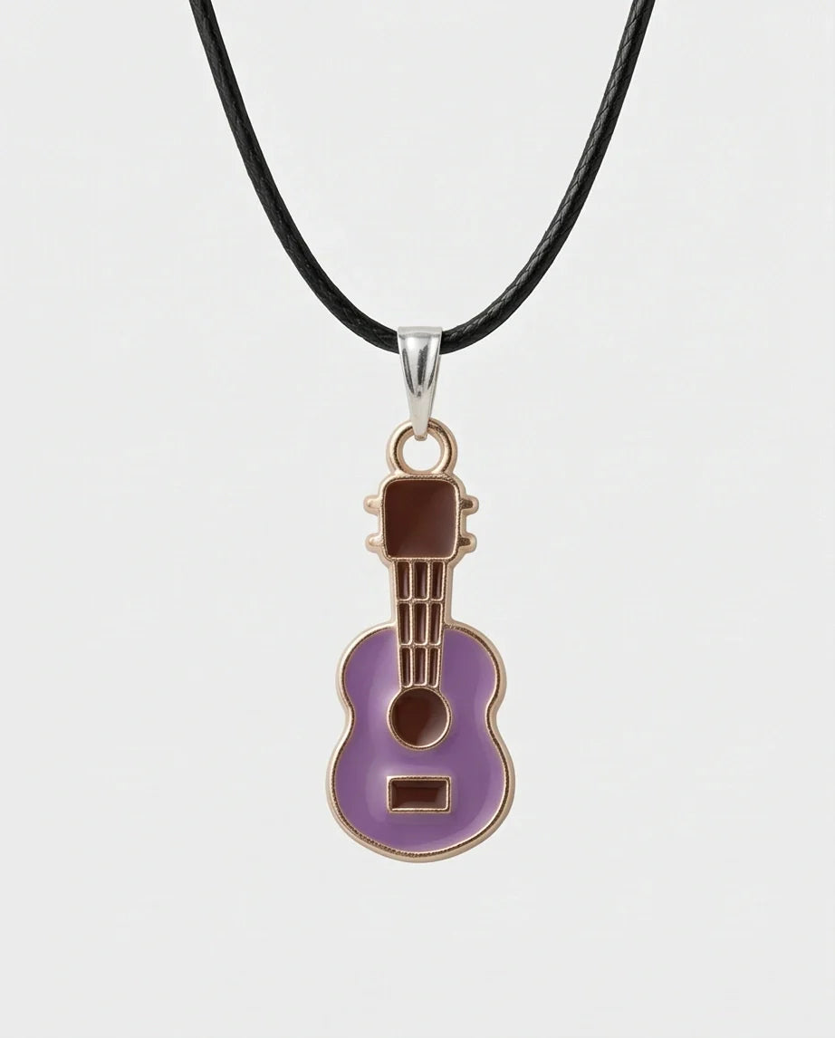 Gold and Purple Acoustic Guitar Necklace