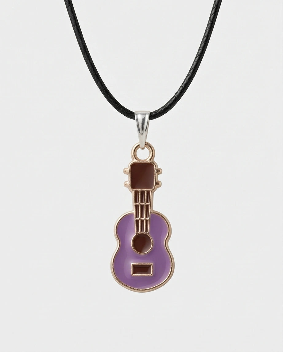 Gold and Purple Acoustic Guitar Necklace