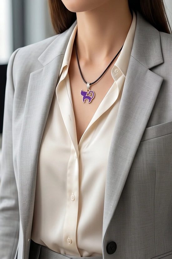 Playful Purple Cat Pendant