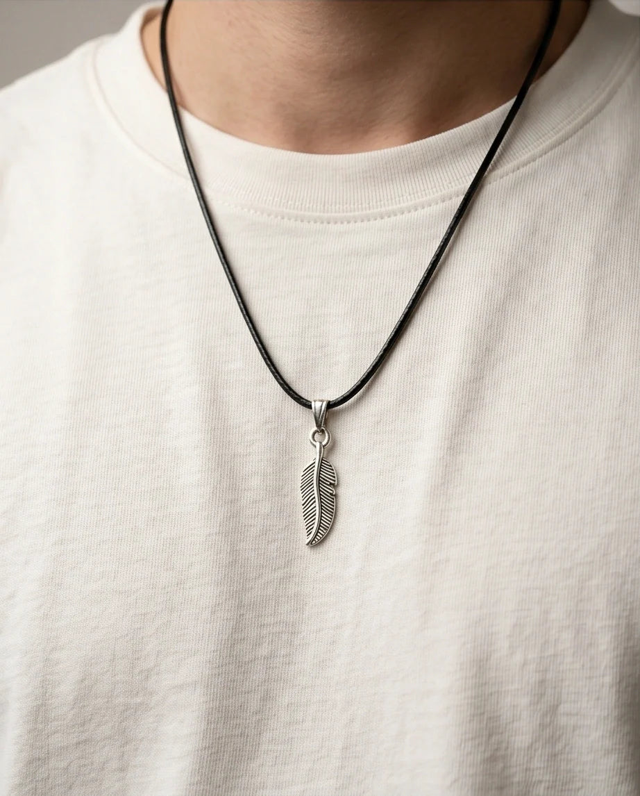 Silver Minimalist Plume Feather Necklace