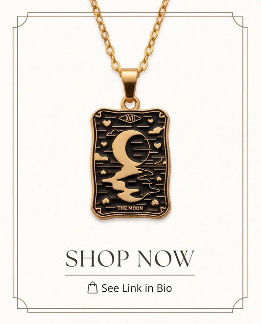 Gold "The Moon" Tarot Card Pendant Necklace