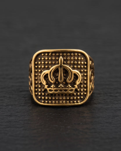 Aureate Crown Cushion Signet Ring
