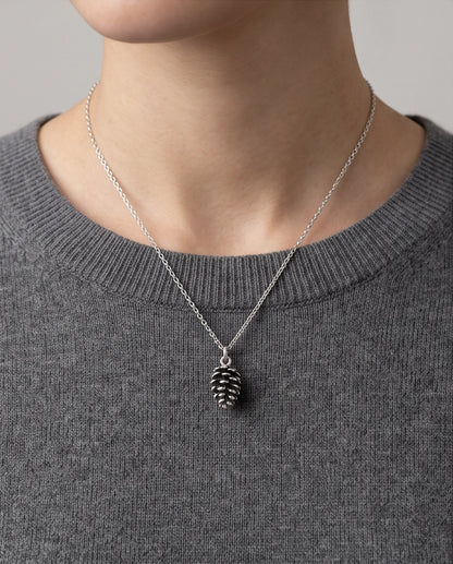 Antique Silver Pinecone Pendant Chain Necklace