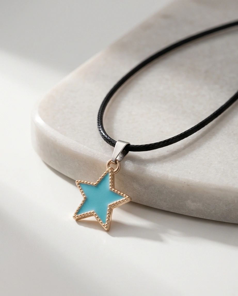 Gold and Turquoise Beaded Star Necklace