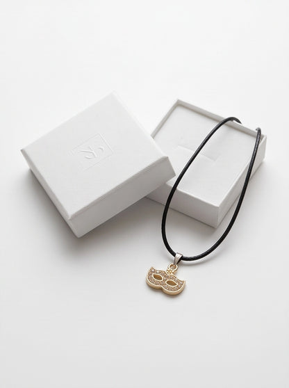 Gold Masquerade Mask Pendant Necklace