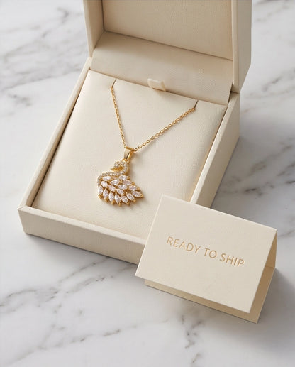 Gold Crystal Swan Necklace