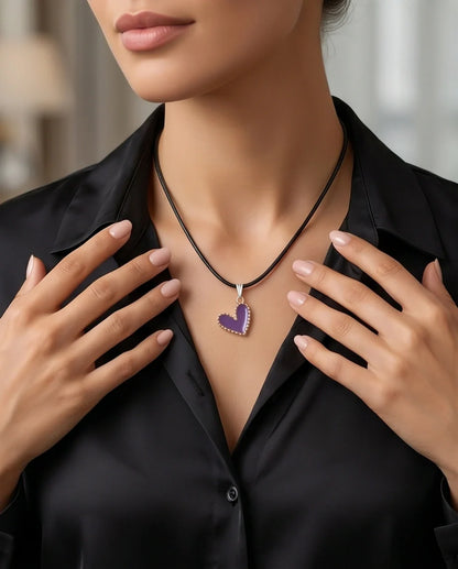 Whimsical Purple Heart Pendant