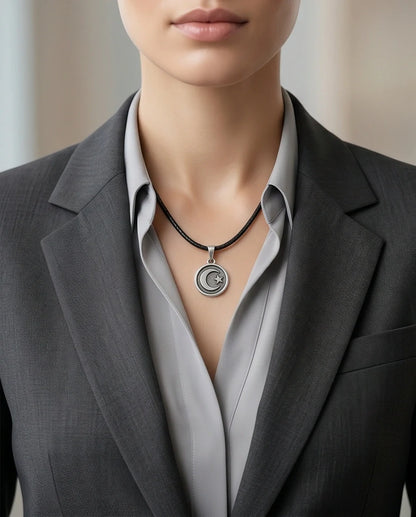 Silver Crescent Moon and Star Necklace