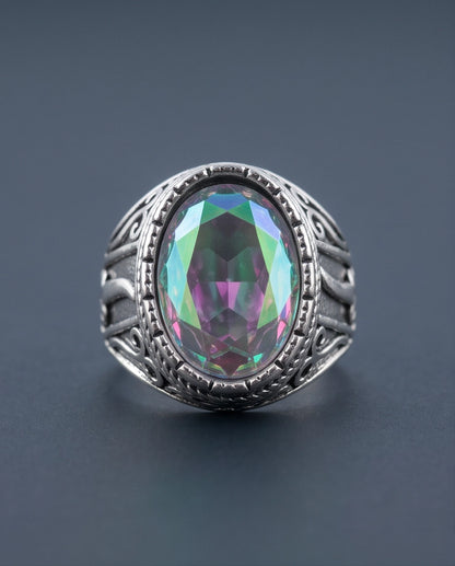 Iridescent Mystic Quartz Silver Ring