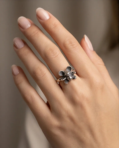 Vintage Silver Teddy Bear Statement Ring