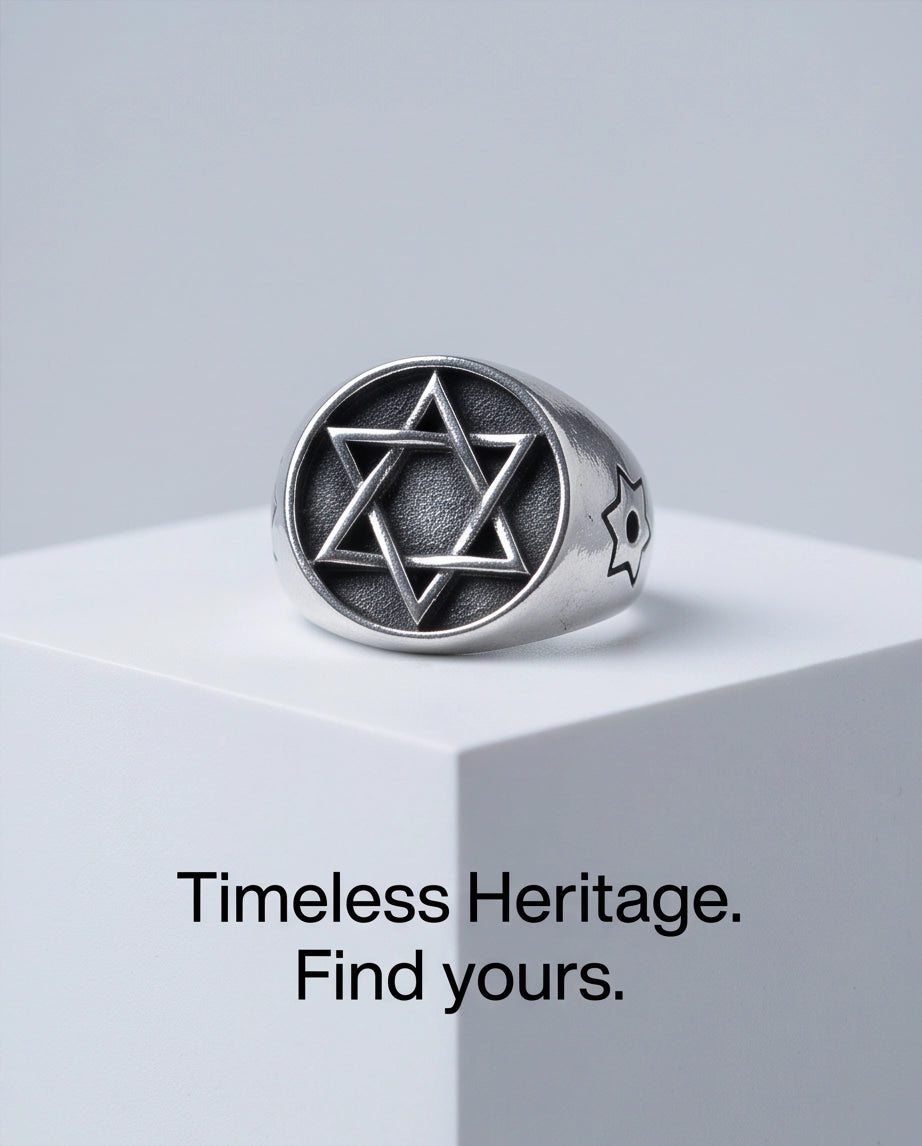 Celestial Hexagram Signet Silver Ring