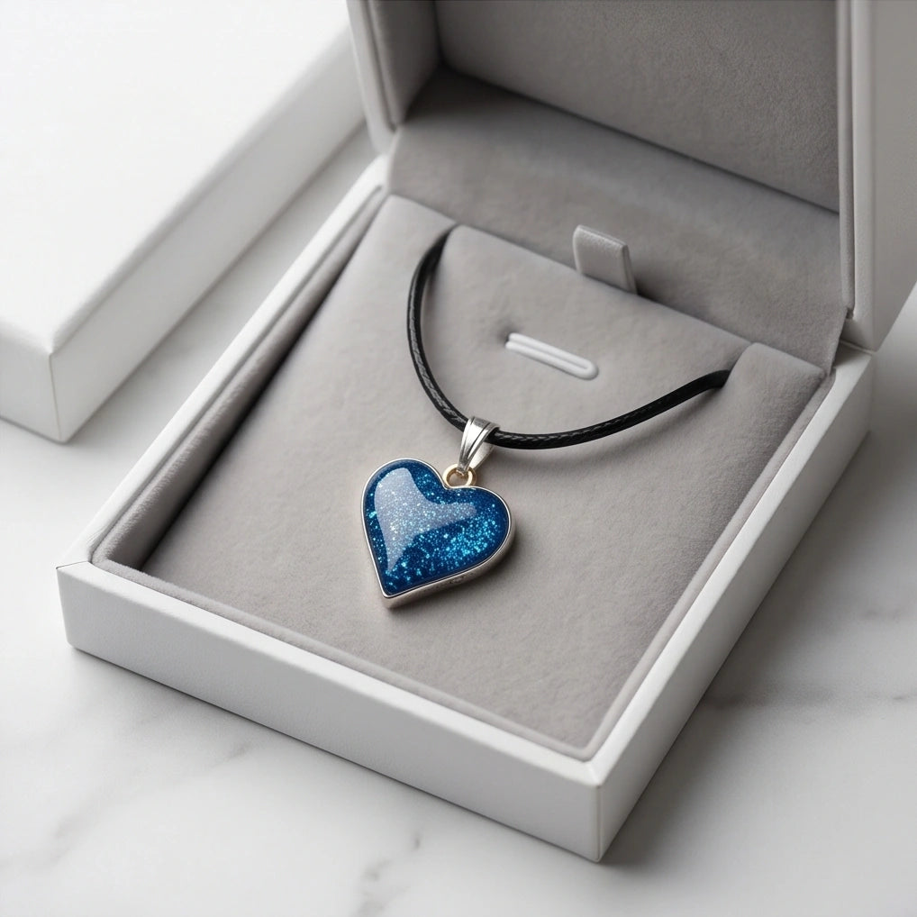 Ocean Sparkle Heart Pendant