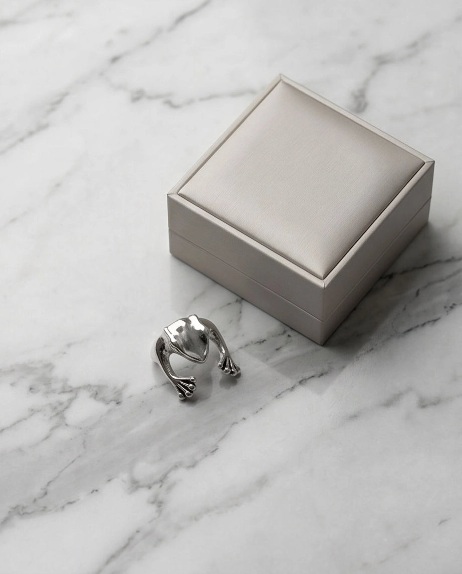 Silver Sculpted Frog Wrap Ring