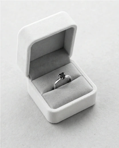 Sterling Silver Heart-Cut Black Onyx Solitaire Ring